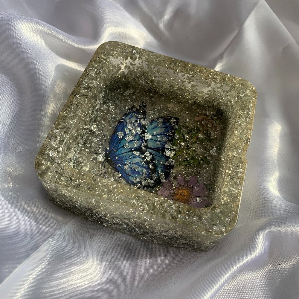 Silver Butterfly Girly Ashtray